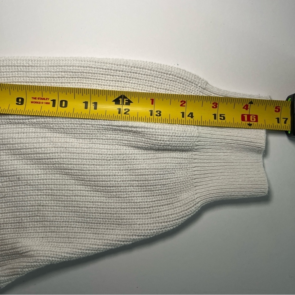 Express Women’s Sweater Sz L Rufffled Drop Sleeve White Cuffed 2018 Cotton - Picture 11 of 14